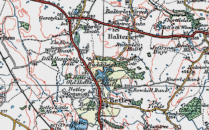 Old map of Bentley Old Hall in 1921