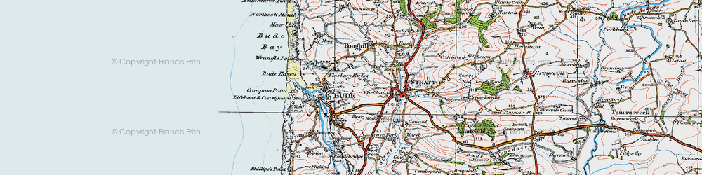 Old map of Bude in 1919