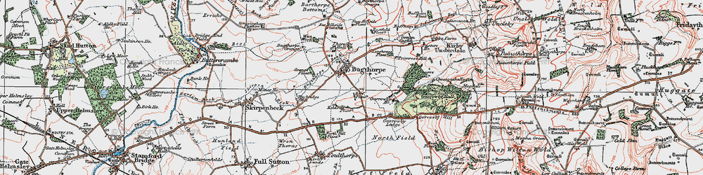 Old map of Bugthorpe Beck in 1924