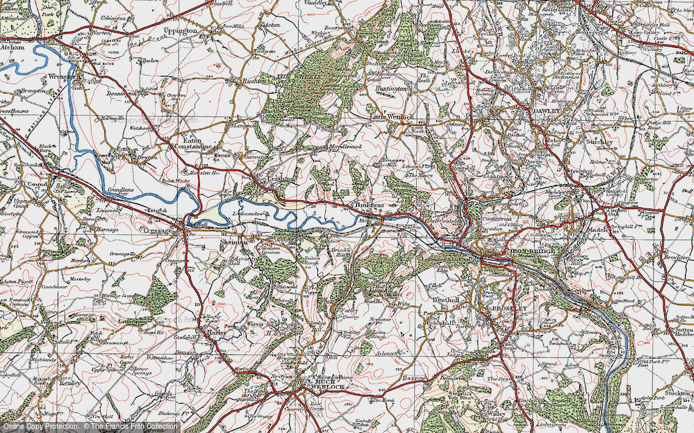 Old Map of Historic Map covering Brook's Hill in 1921