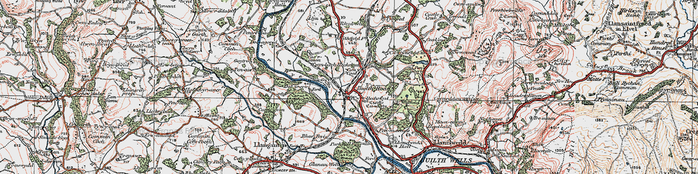 Old map of Builth Road in 1923