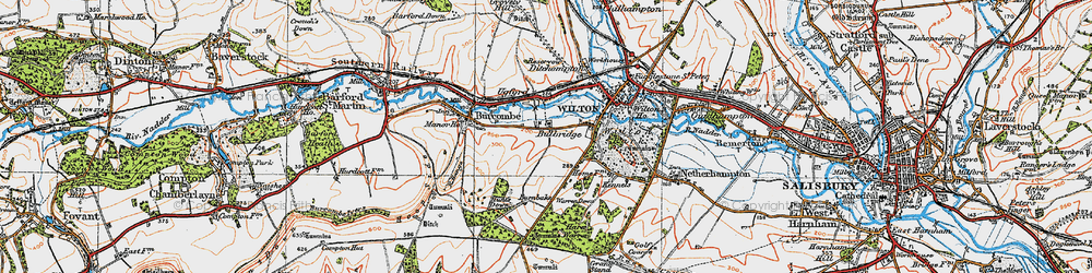 Old map of Bulbridge in 1919