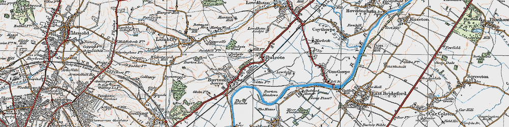 Old map of Bulcote in 1921