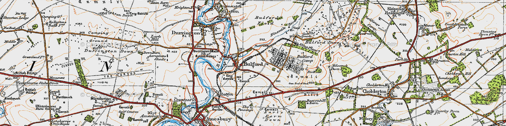 Old map of Bulford in 1919