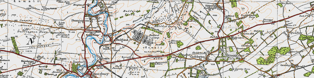 Old map of Bulford Camp in 1919