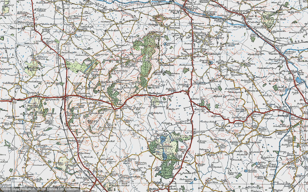 Old Map of Historic Map covering Bulkeleyhay in 1923