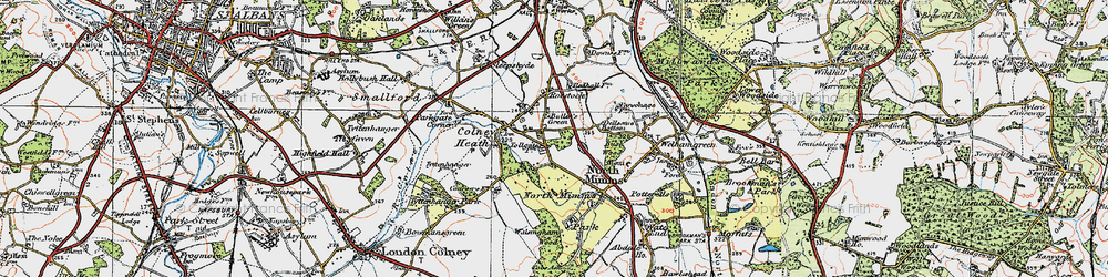 Old map of Bullen's Green in 1920