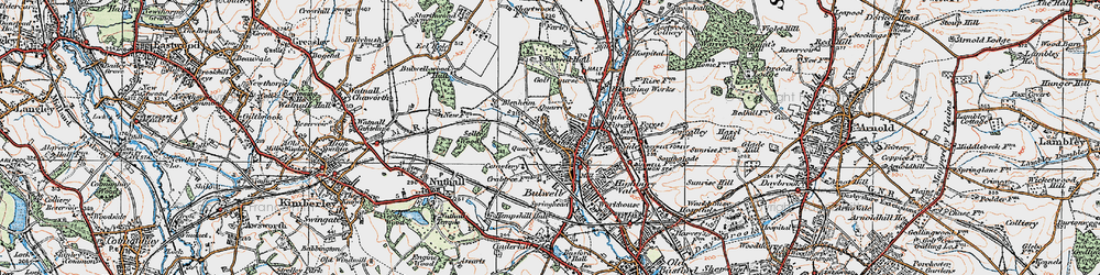 Old map of Bulwell in 1921