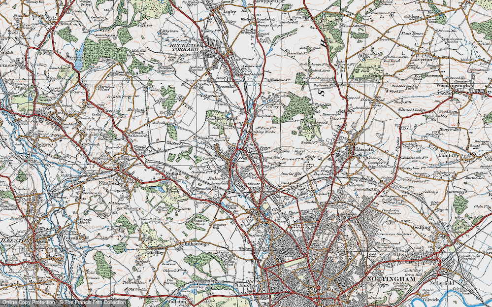 Old Map of Bulwell Forest, 1921 in 1921
