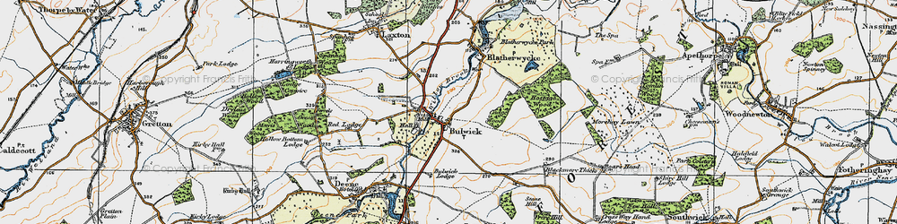 Old map of Bulwick Lodge in 1922