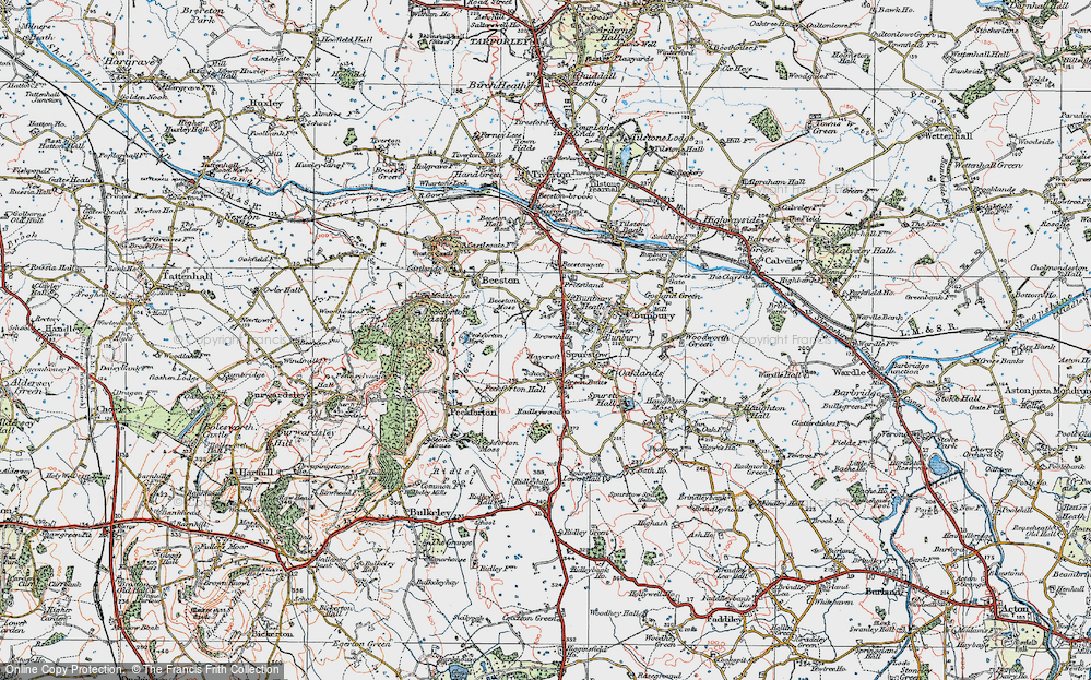 Old Map of Historic Map covering Beeston Moss in 1923