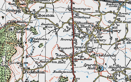 Old map of Bunbury Heath in 1923