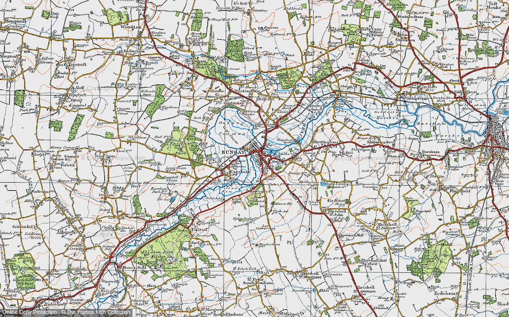 Old Map of Bungay, 1921 in 1921