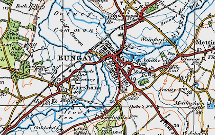 Old map of Bungay in 1921