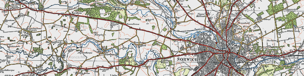 Old map of Bunker's Hill in 1922