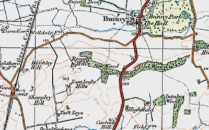 Old map of Costock Hill in 1921