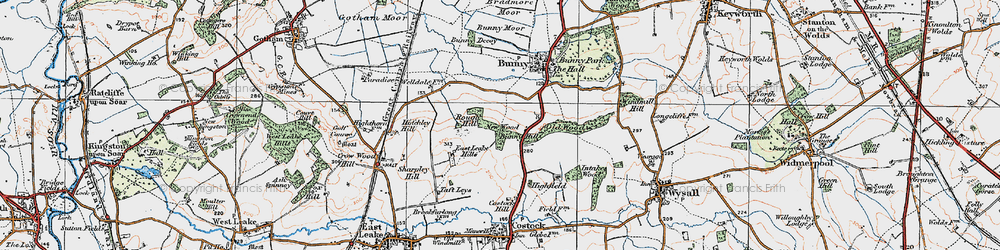 Old map of Costock Hill in 1921