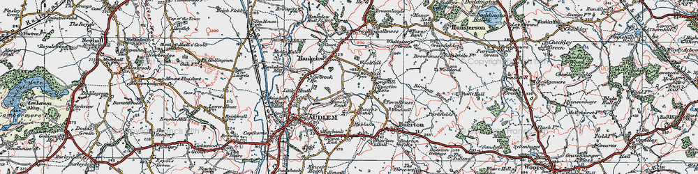 Old map of Buerton Moss in 1921