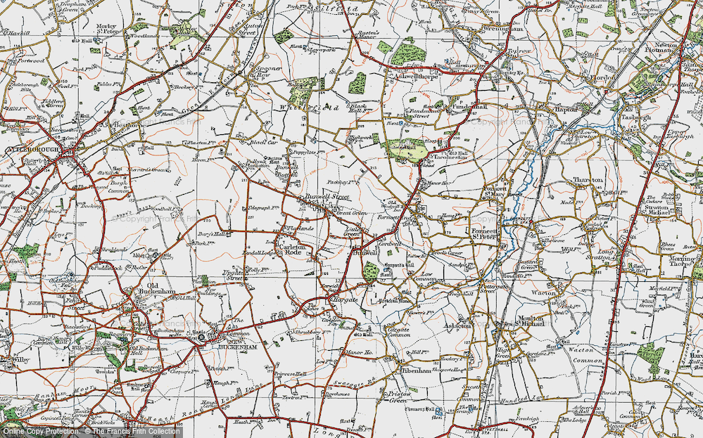 Old Map of Bunwell, 1921 in 1921
