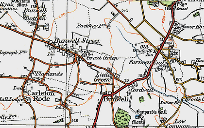 Old map of Bunwell in 1921