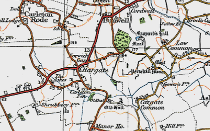 Old map of Bunwell Hill in 1921