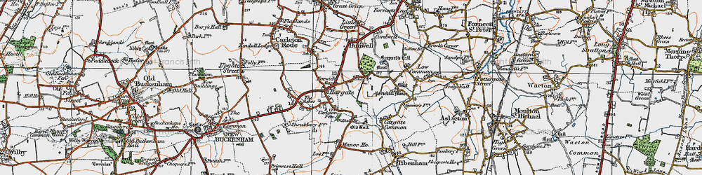 Old map of Bunwell Hill in 1921
