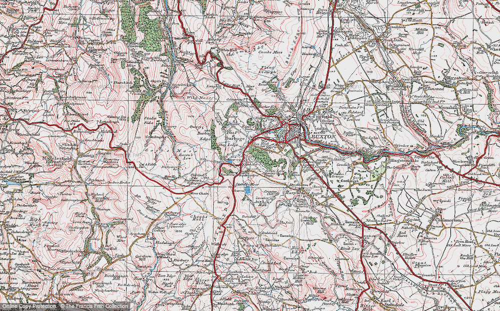 Old Map of Historic Map covering Burbage Edge in 1923