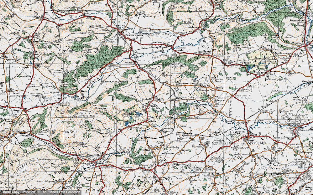 Old Map of Burcher, 1920 in 1920