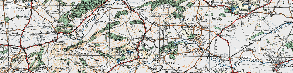 Old map of Burcher in 1920
