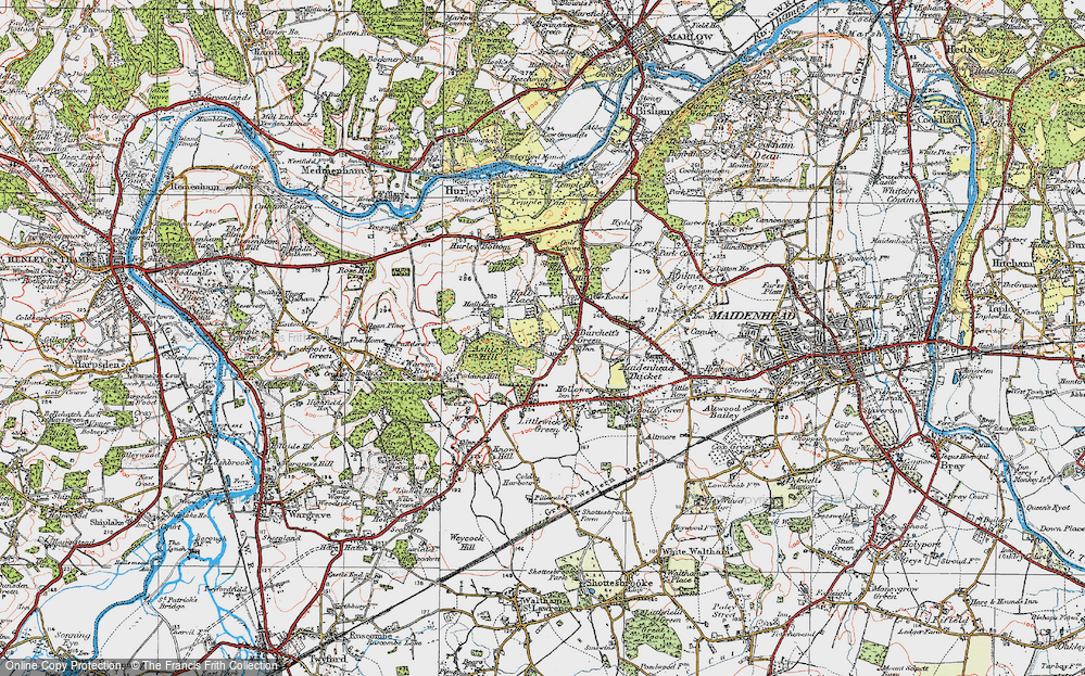Old Map of Burchett's Green, 1919 in 1919