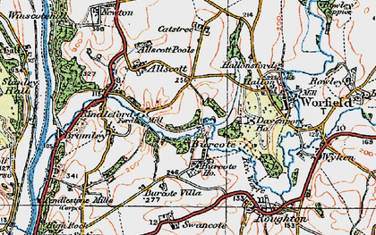 Old map of Burcote in 1921