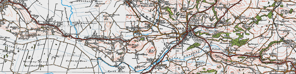 Old map of Burcott in 1919
