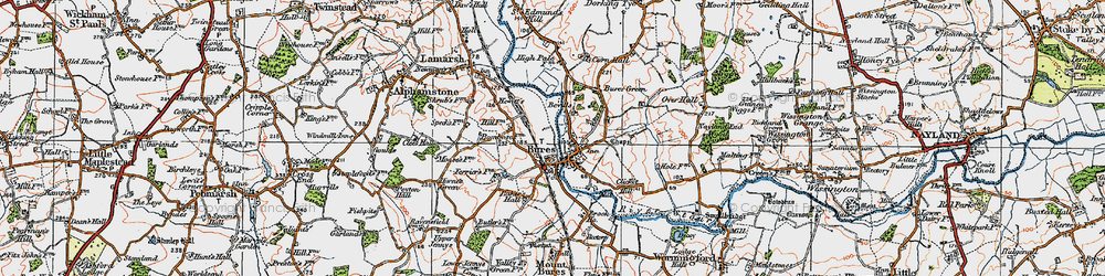 Old map of Bures in 1921