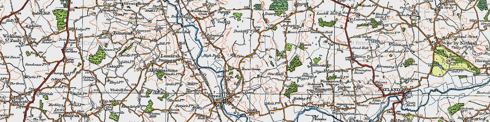 Old map of Bures Green in 1921