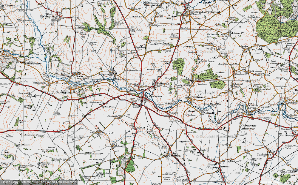 Old Map of Burford, 1919 in 1919
