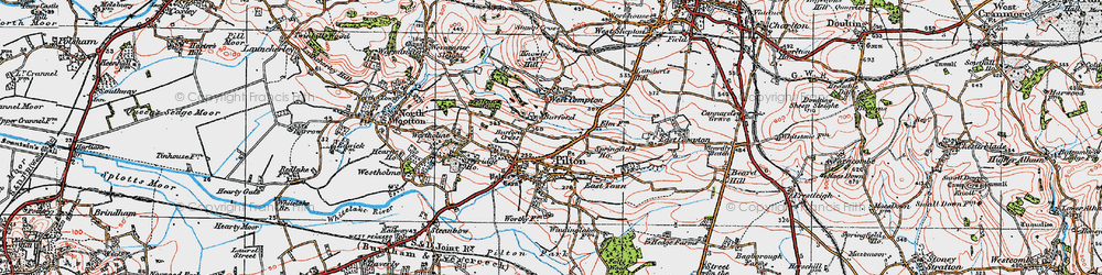Old map of Burford Cross in 1919