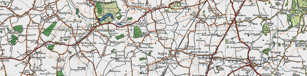 Old map of Burgate in 1920
