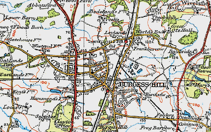 Old map of Burgess Hill in 1920