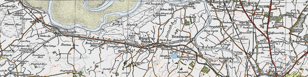 Old map of Burgh by Sands in 1925
