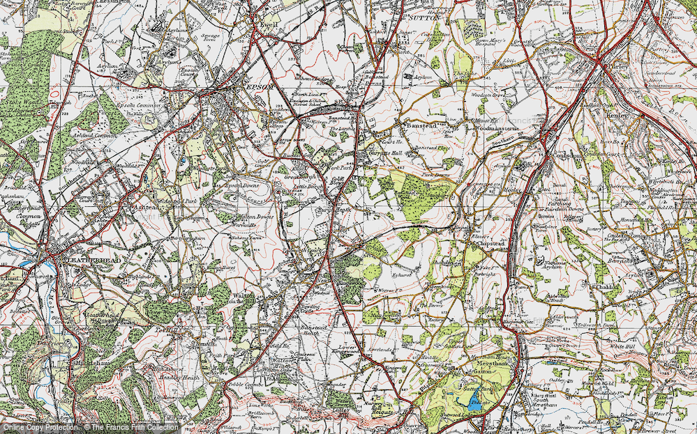 Old Map of Burgh Heath, 1920 in 1920