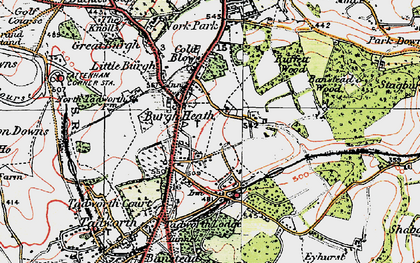 Old map of Burgh Heath in 1920