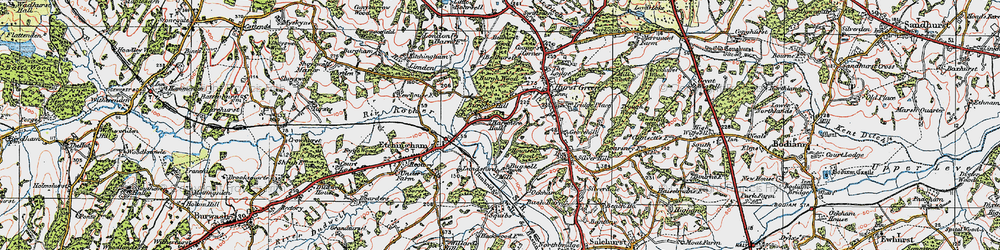 Old map of Burgh Hill in 1921