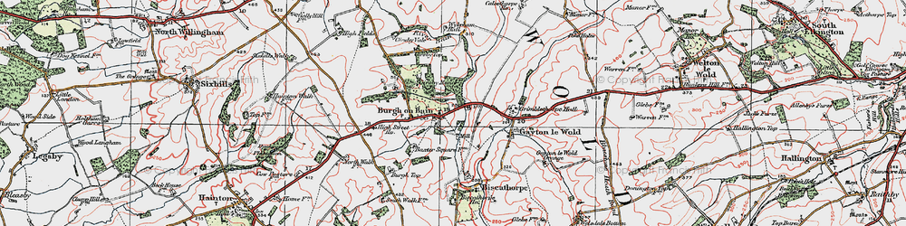 Old map of Burgh on Bain in 1923