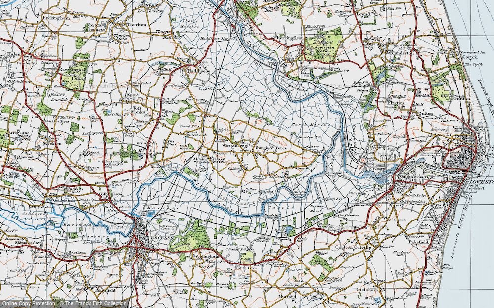 Historic Ordnance Survey Map of Burgh St Peter, 1921