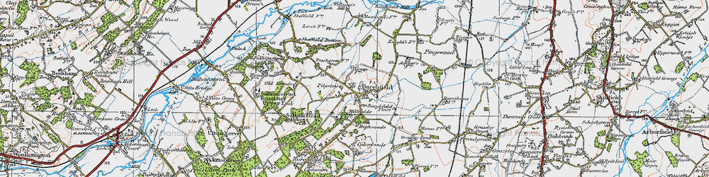 Old map of Burghfield in 1919