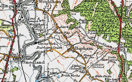 Old map of Burham in 1921