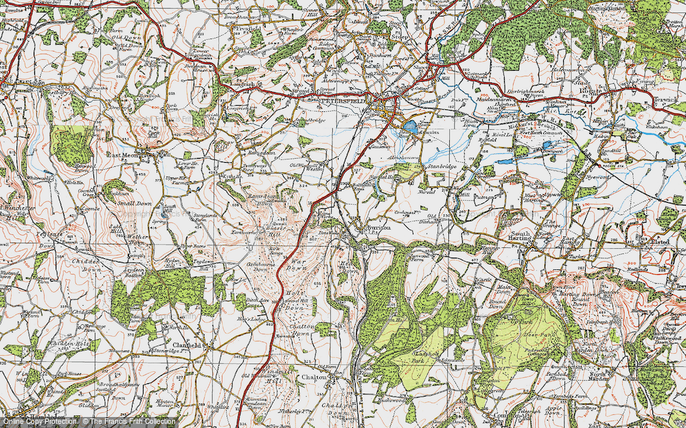 Old Map of Historic Map covering Downley in 1919