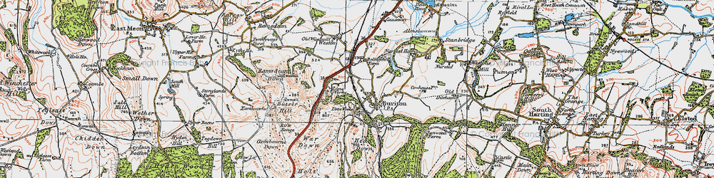 Old map of Buriton in 1919