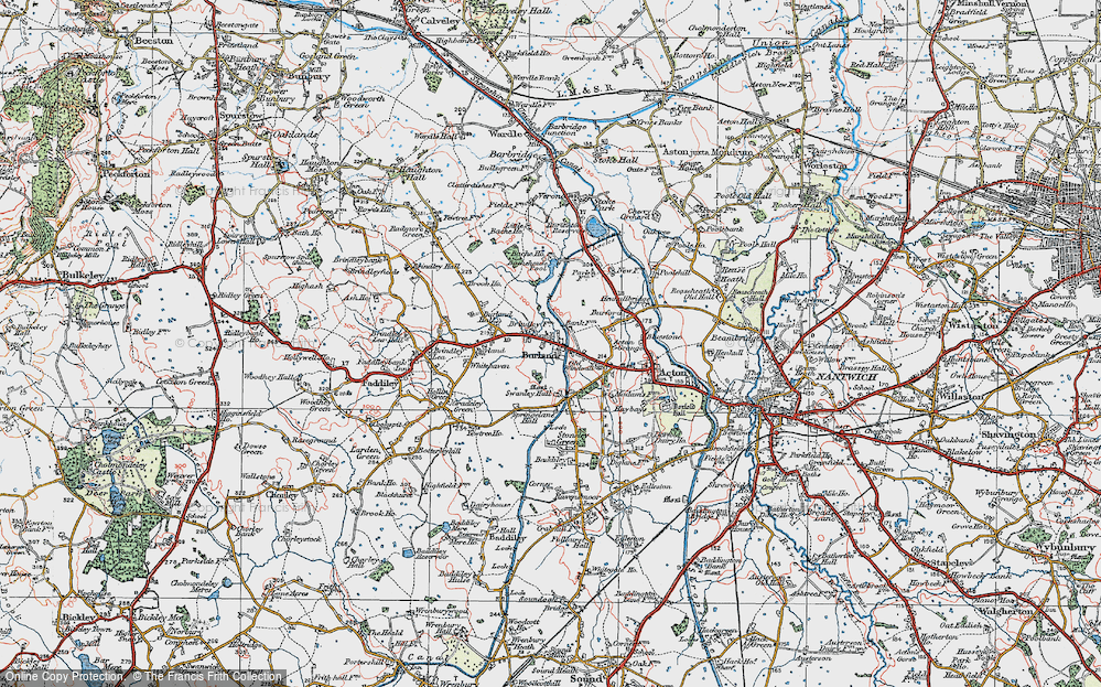 Old Map of Burland, 1921 in 1921