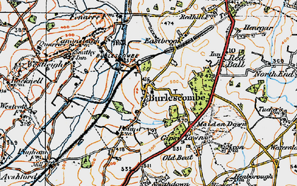 Old map of Burlescombe in 1919